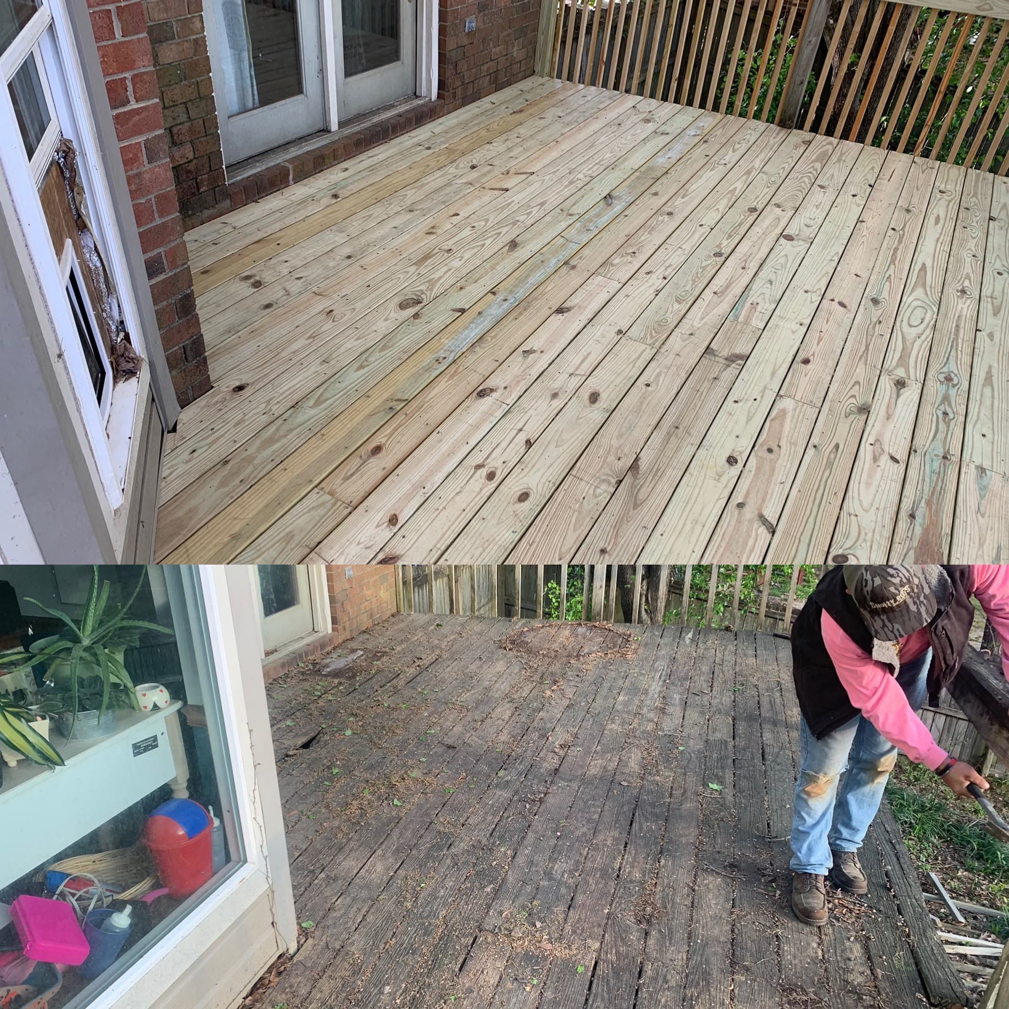Before-and-after deck board replacement
